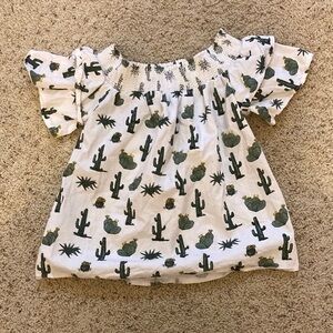 Blue rain cactus off the shoulder top